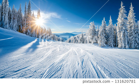 ski slope outdoor. winter landscape with snow ski slope outdoor. winter landscape with snow 131620781