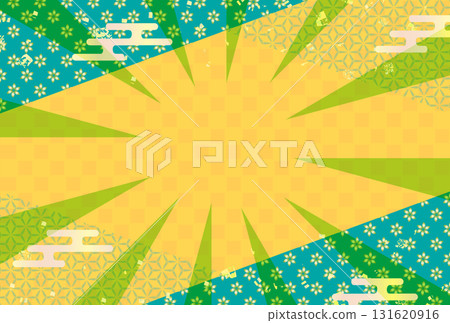 Sunrise Gold Japanese Pattern New Year's Card Background 131620916