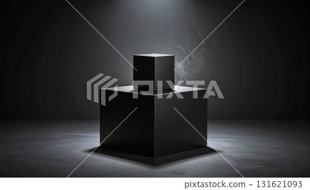 An old magic book with a magic wand rests on a dark grunge wooden stage in an empty, black interior room An old magic book with a magic wand rests on a dark grunge wooden stage in an empty, black interior room 131621093