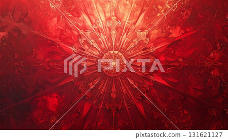 Red abstract grunge background with a macro closeup of pink and 131621127