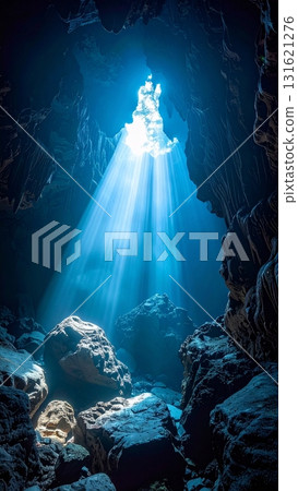 Green forest landscape with natural waterfall cascade flowing over rocks into a river stream Green forest landscape with natural waterfall cascade flowing over rocks into a river stream 131621276