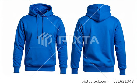 Two Blank Blue hoodie template. Hoodie sweatshirt long sleeve with clipping path, hoodie for design mockup for print, isolated on white background. Two Blank Blue hoodie template. Hoodie sweatshirt long sleeve with clipping path, hoodie for design mockup for print, isolated on white background. 131621348