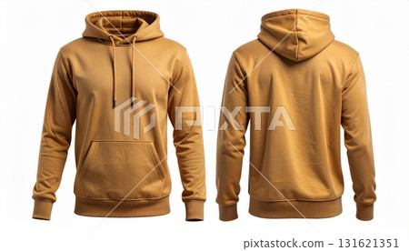 Two Blank Bronze hoodie template. Hoodie sweatshirt long sleeve with clipping path, hoodie for design mockup for print, isolated on white background. Two Blank Bronze hoodie template. Hoodie sweatshirt long sleeve with clipping path, hoodie for design mockup for print, isolated on white background. 131621351