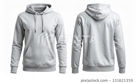 Two Blank Gray hoodie template. Hoodie sweatshirt long sleeve with clipping path, hoodie for design mockup for print, isolated on white background. Two Blank Gray hoodie template. Hoodie sweatshirt long sleeve with clipping path, hoodie for design mockup for print, isolated on white background. 131621359