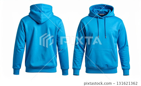 Two Blank Light Blue hoodie template. Hoodie sweatshirt long sleeve with clipping path, hoodie for design mockup for print, isolated on white background. Two Blank Light Blue hoodie template. Hoodie sweatshirt long sleeve with clipping path, hoodie for design mockup for print, isolated on white background. 131621362