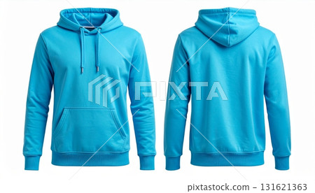 Two Blank Light Blue hoodie template. Hoodie sweatshirt long sleeve with clipping path, hoodie for design mockup for print, isolated on white background. Two Blank Light Blue hoodie template. Hoodie sweatshirt long sleeve with clipping path, hoodie for design mockup for print, isolated on white background. 131621363