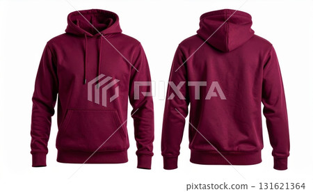 Two Blank Maroon hoodie template. Hoodie sweatshirt long sleeve with clipping path, hoodie for design mockup for print, isolated on white background. Two Blank Maroon hoodie template. Hoodie sweatshirt long sleeve with clipping path, hoodie for design mockup for print, isolated on white background. 131621364