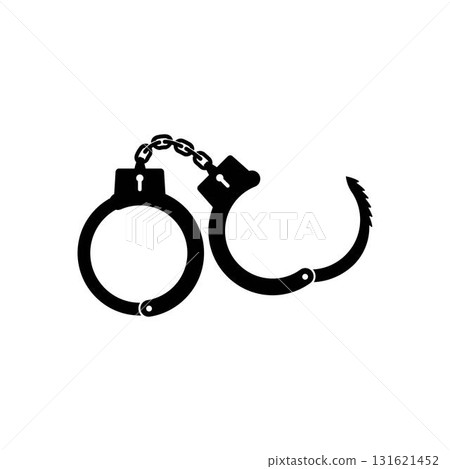 handcuffs icon design. criminal arrest sign and symbol. equipment for policeman. 131621452