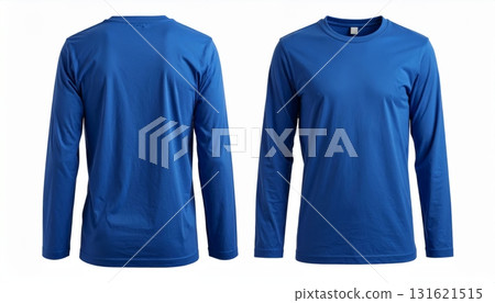 Blank long sleeve T Shirt template front and back view on white background 131621515