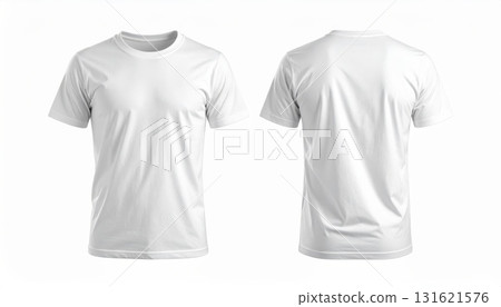 t shirt front and back view, isolated on white background. 131621576