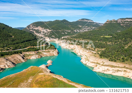 Top view Llosa del Cavall reservoir. Cardener. Catalonia, Spain 131621753