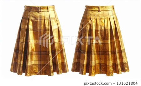 plaid skirt showing front and back view on white background plaid skirt showing front and back view on white background 131621804