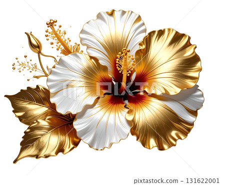 A PNG image of a golden hibiscus creating a tropical atmosphere 131622001