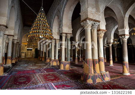Interior of Great Mosque of Kairouan, Tunisia Interior of Great Mosque of Kairouan, Tunisia 131622198