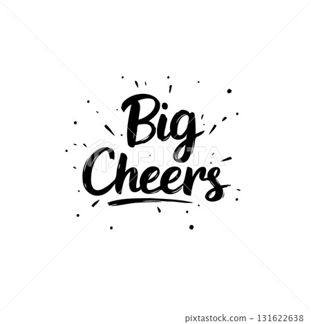 Festive big cheers lettering design with celebratory accents on white background Festive big cheers lettering design with celebratory accents on white background 131622638