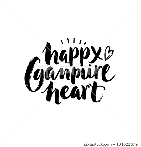 Vector Handwritten Inscription: Happy Campfire Heart for Positive Vibes 131622679
