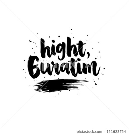 Whimsical 'hight, buratim' Typography with Decorative Splatters and Brushstroke Accent Whimsical 'hight, buratim' Typography with Decorative Splatters and Brushstroke Accent 131622734