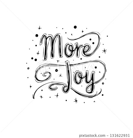 Handwritten 'More Joy' design, ideal for holiday cards or festive art prints 131622931