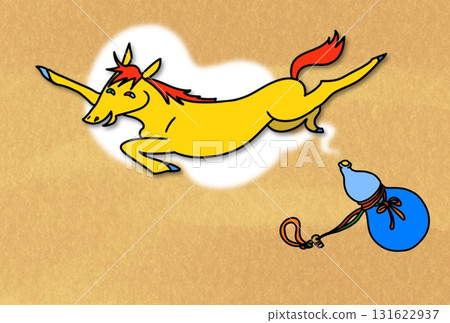 Year of the Horse illustration (a horse from a gourd) 131622937