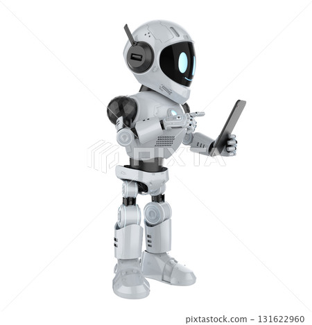 Cute and small artificial intelligence personal assistant robot with digital tablet 131622960