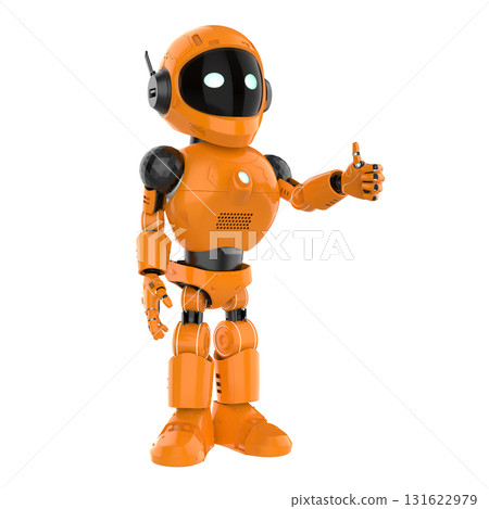 Cute and small artificial intelligence personal assistant robot thumb up 131622979