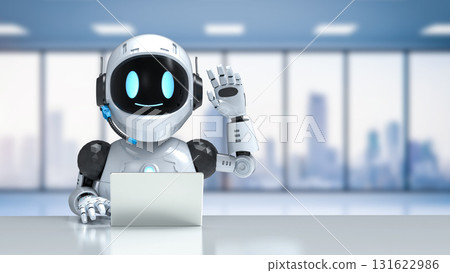 Automation worker concept with ai assistant robot working in smart office Automation worker concept with ai assistant robot working in smart office 131622986