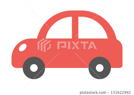 紅色汽車的平面插圖 | 交通、道路、平面設計 131622992