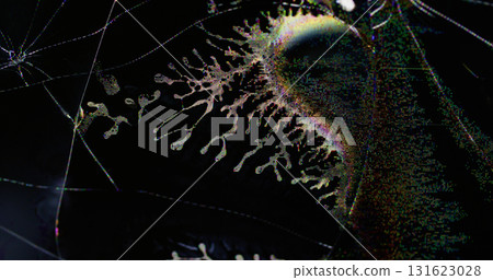 Static noise. Abstract pixel. Blue purple yellow color glitch frequency artifacts broken screen futuristic liquid wave on dark black bokeh art background. 131623028