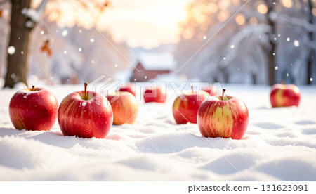 Snow and apples 131623091