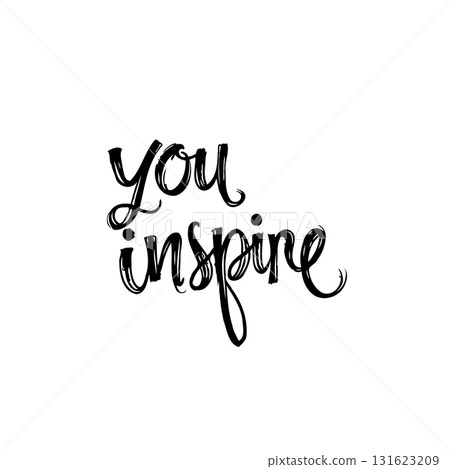 Elegant hand-lettered motivational message, 'you inspire', on a clean white background 131623209
