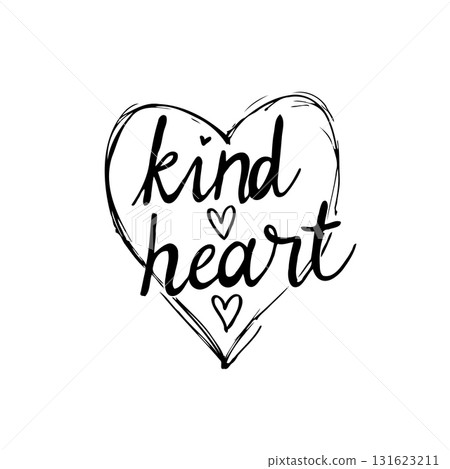 Black and White Kind Heart Design on White Background: Symbol of love and compassion Black and White Kind Heart Design on White Background: Symbol of love and compassion 131623211