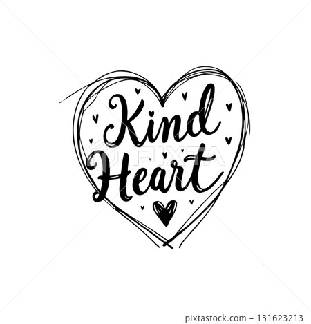 Kind Heart: Illustrated message of kindness and compassion in heart shape 131623213