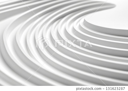 Curved white layers showcasing intricate design and texture 131623287