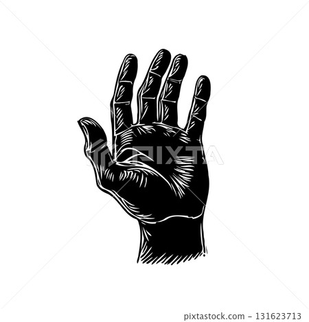 Engraving of Hand with Fingers Extended,...-插圖素材 [131623713] - PIXTA圖庫