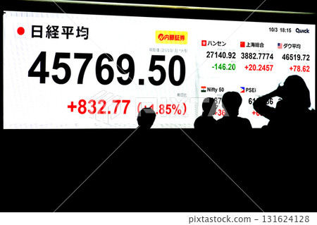 Tokyo Cityscape in Japan: New record high of 45,769 yen 50 sen. Stock price/closing price = October 3, Nihonbashi Kabutocho Tokyo Cityscape in Japan: New record high of 45,769 yen 50 sen. Stock price/closing price = October 3, Nihonbashi Kabutocho 131624128
