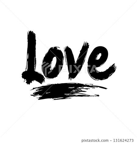 Expressive handwritten love typography design with brushstroke accent for various applications 131624273