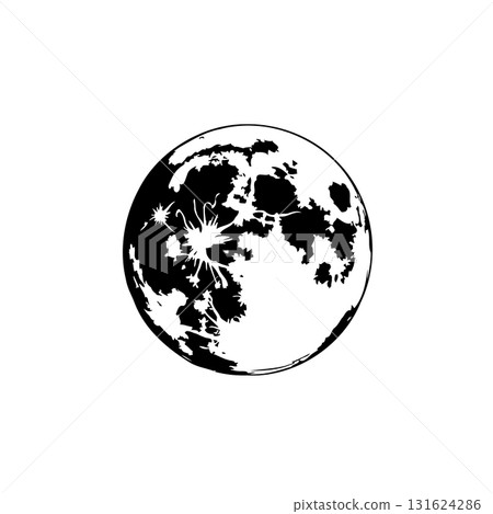 Dramatic lunar phase illustration showcasing the moon's detailed surface features Dramatic lunar phase illustration showcasing the moon's detailed surface features 131624286