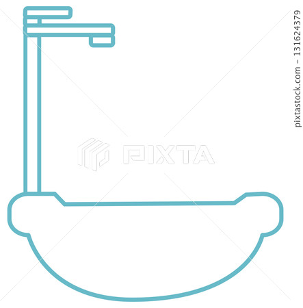 Line Art Water Faucet, Tap, and Sink 131624379