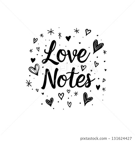 Heartfelt 'Love Notes' Typography Design for Valentine's Day and Romantic Expressions 131624427