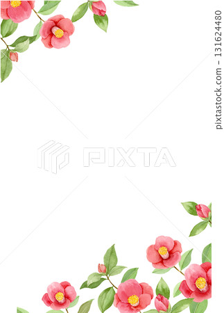 水彩山茶花明信片模板 水彩山茶花明信片模板 131624480