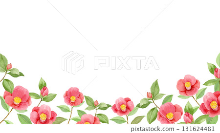 水彩山茶花框素材 水彩山茶花框素材 131624481