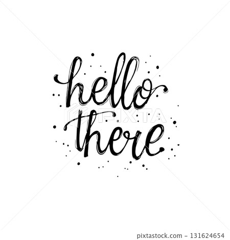 Elegant handwritten 'Hello There' calligraphy, perfect for greetings and invitations 131624654