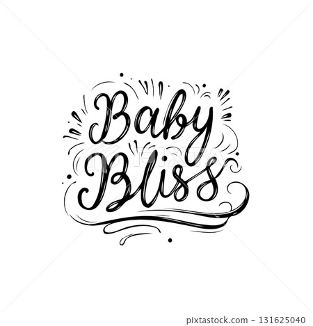 Elegant Baby Bliss Typography Design for Nursery Decor and Baby Shower Invitations 131625040
