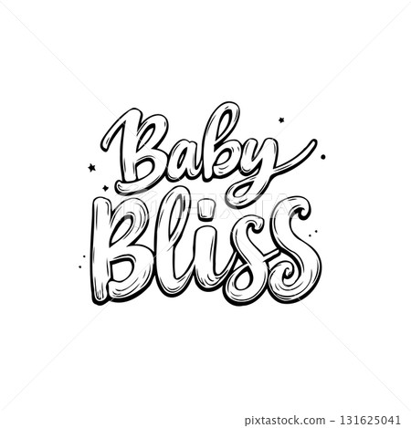 Elegant Black and White Baby Bliss Typography Design for Nursery Decor Projects 131625041