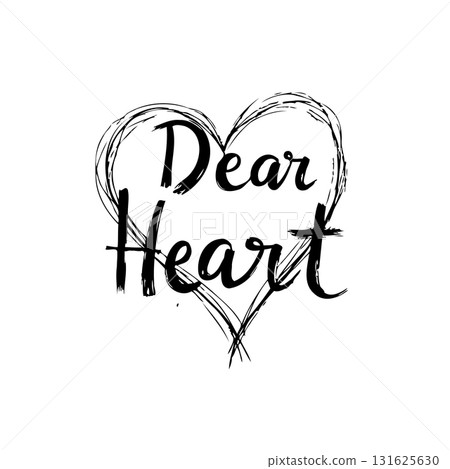 Elegant Dear Heart Scripted Text Illustration on White Background for Valentine's Day Elegant Dear Heart Scripted Text Illustration on White Background for Valentine's Day 131625630