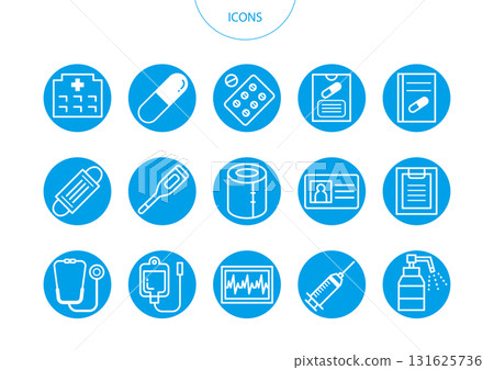 醫療醫院圖示象形文字向量插圖集 131625736