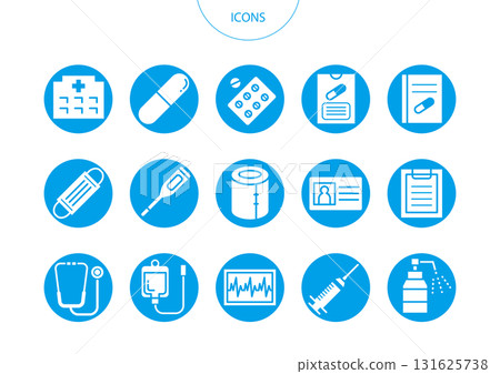Medical hospital icon pictogram vector illustration set 131625738