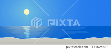 Moon shining on the sea at night, Moon Road background vector illustration Horizontal banner, header design Moon shining on the sea at night, Moon Road background vector illustration Horizontal banner, header design 131625868
