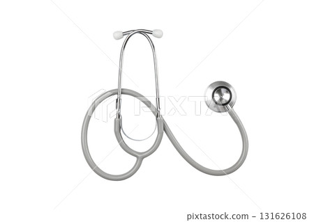 Silver chest piece stethoscope on white background, isolated, PNG Silver chest piece stethoscope on white background, isolated, PNG 131626108