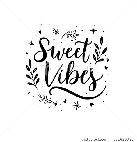 Sweet Vibes Handwritten Typography with Decorative Elements and Flourishes Design 131626383